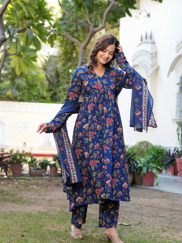 Women Ethnic Motifs Printed Tiered Anarkali Kurta Set