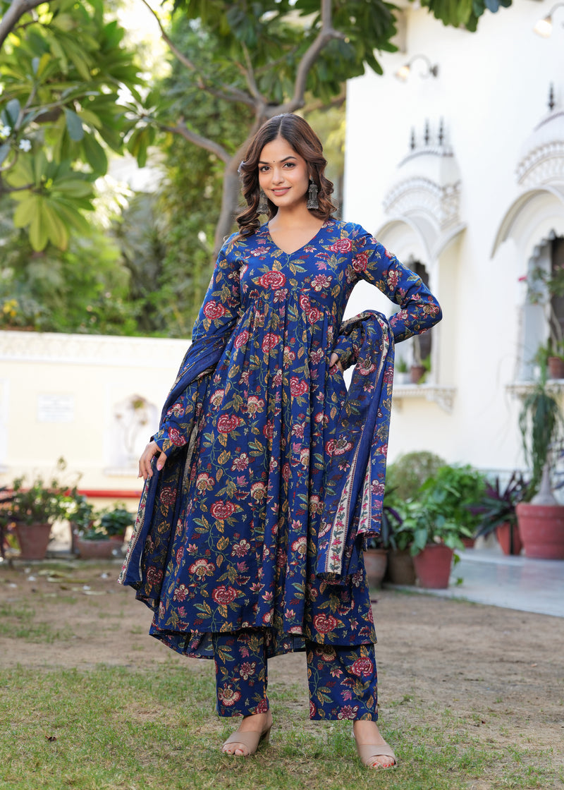 Women Ethnic Motifs Printed Tiered Anarkali Kurta Set