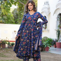 Women Ethnic Motifs Printed Tiered Anarkali Kurta Set
