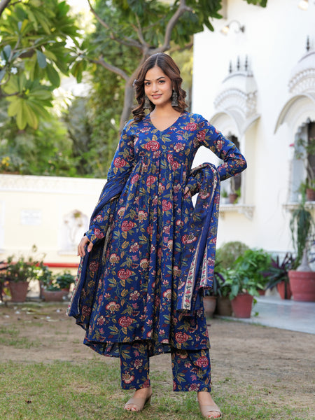 Women Ethnic Motifs Printed Tiered Anarkali Kurta Set