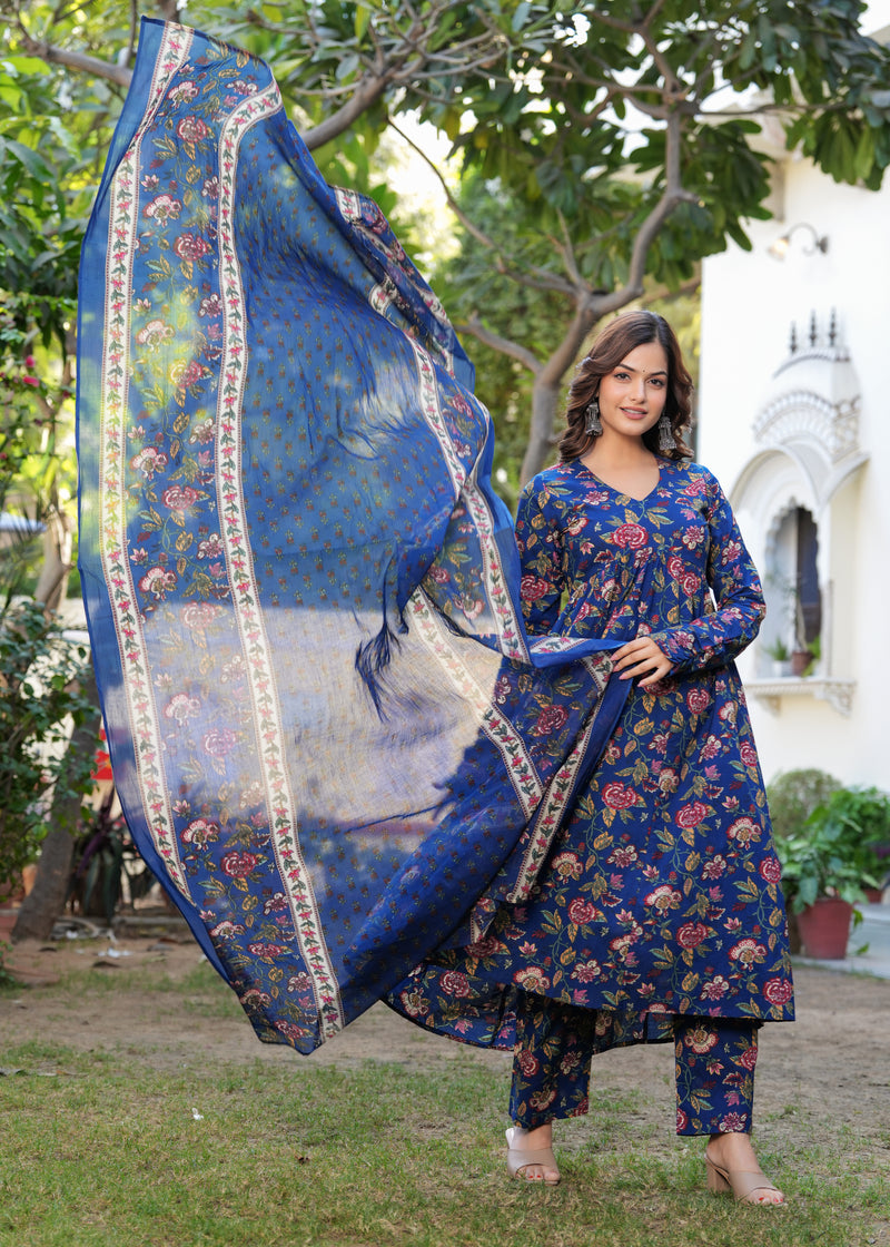 Women Ethnic Motifs Printed Tiered Anarkali Kurta Set