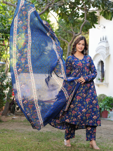 Women Ethnic Motifs Printed Tiered Anarkali Kurta Set