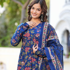 Women Ethnic Motifs Printed Tiered Anarkali Kurta Set