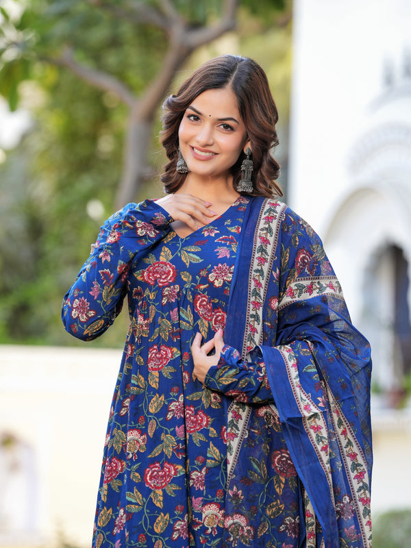 Women Ethnic Motifs Printed Tiered Anarkali Kurta Set