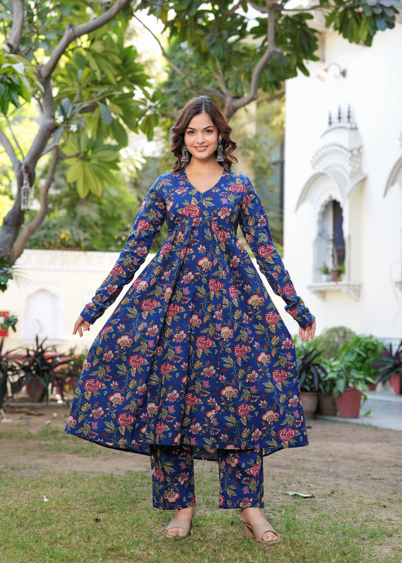 Women Ethnic Motifs Printed Tiered Anarkali Kurta Set