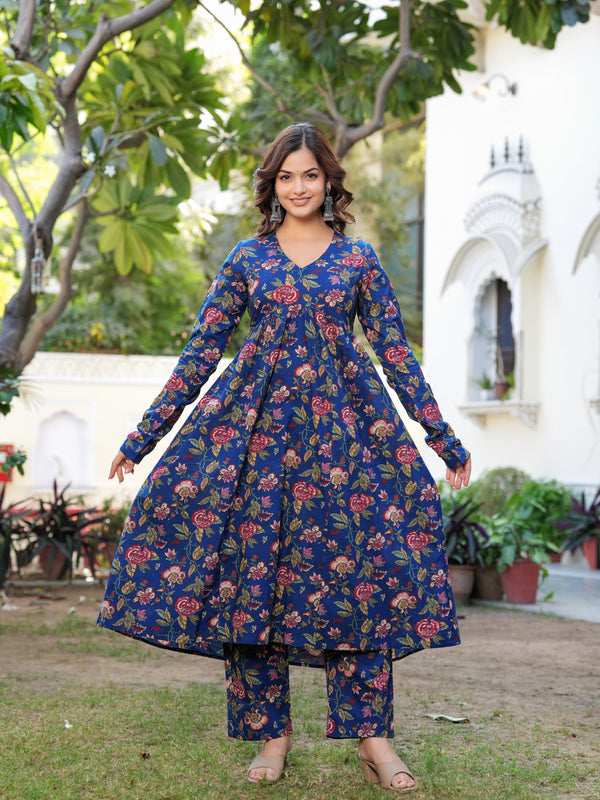 Women Ethnic Motifs Printed Tiered Anarkali Kurta Set