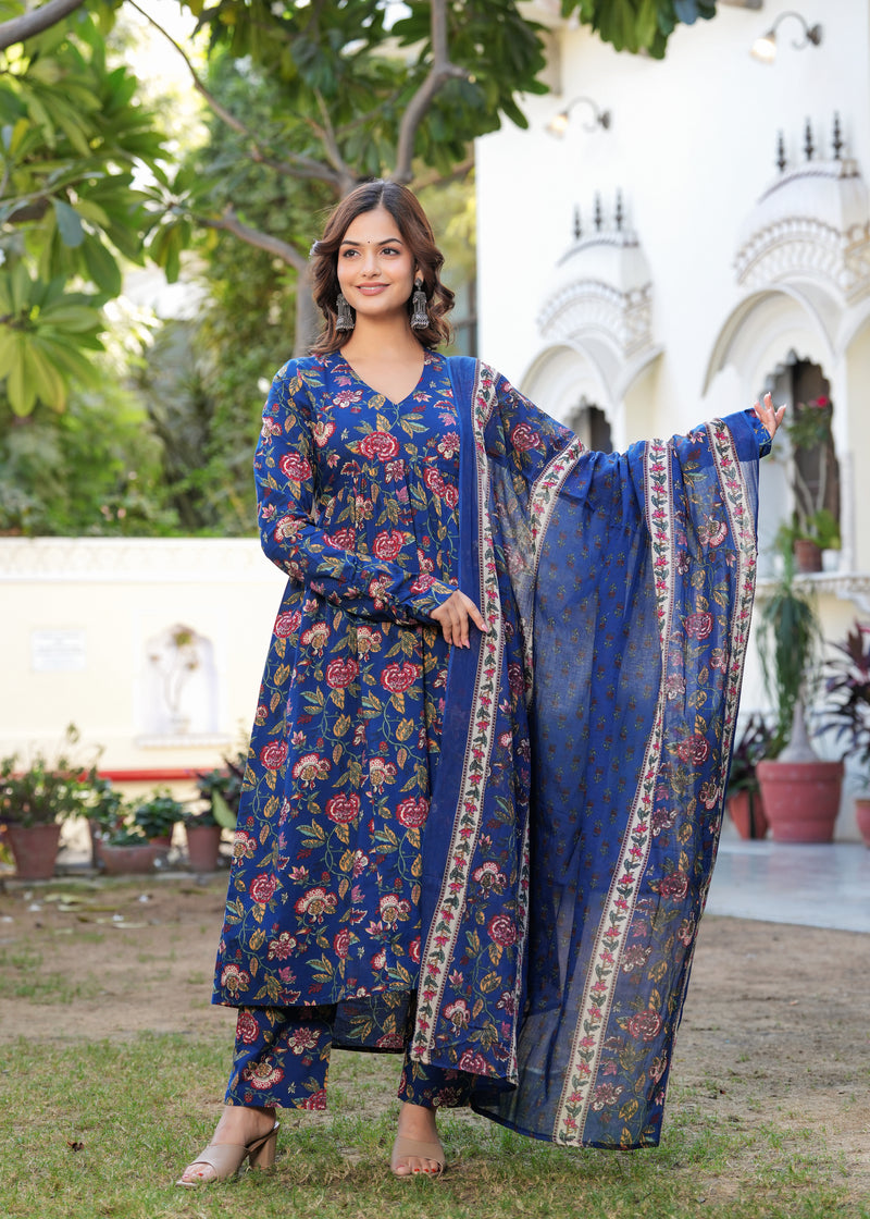 Women Ethnic Motifs Printed Tiered Anarkali Kurta Set