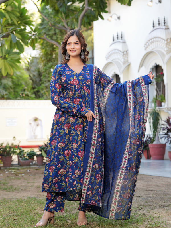Women Ethnic Motifs Printed Tiered Anarkali Kurta Set