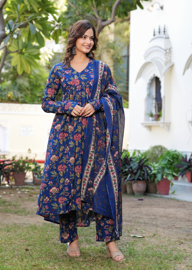 Women Ethnic Motifs Printed Tiered Anarkali Kurta Set