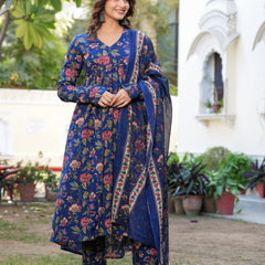Women Ethnic Motifs Printed Tiered Anarkali Kurta Set