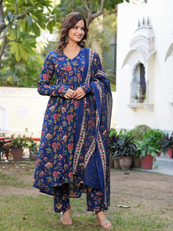 Women Ethnic Motifs Printed Tiered Anarkali Kurta Set