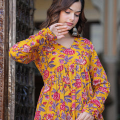 Bright Yellow Cotton Anarkali Kurta Set for Fresh Everyday Elegance