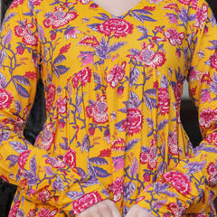 Bright Yellow Cotton Anarkali Kurta Set for Fresh Everyday Elegance