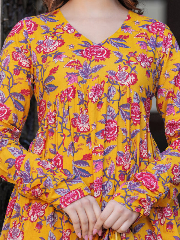 Bright Yellow Cotton Anarkali Kurta Set for Fresh Everyday Elegance