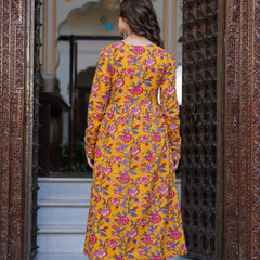 Bright Yellow Cotton Anarkali Kurta Set for Fresh Everyday Elegance
