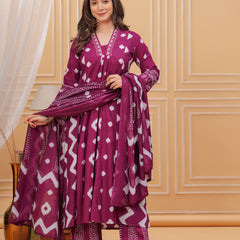 Purple Cotton Anarkali Kurta Set – Elegant & Comfortable Ethnic Wear