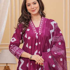 Purple Cotton Anarkali Kurta Set – Elegant & Comfortable Ethnic Wear
