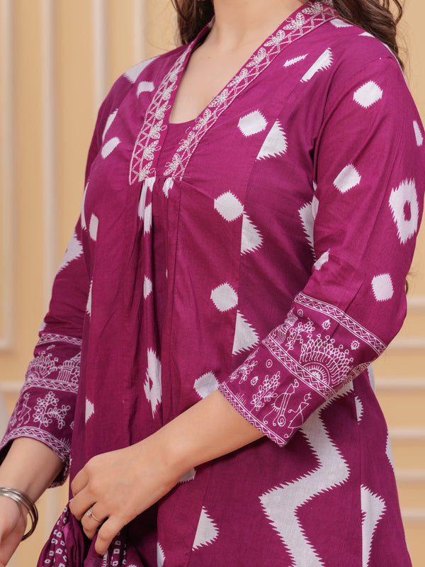 Purple Cotton Anarkali Kurta Set – Elegant & Comfortable Ethnic Wear