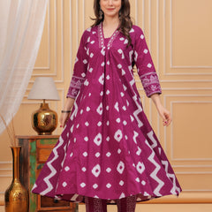 Purple Cotton Anarkali Kurta Set – Elegant & Comfortable Ethnic Wear