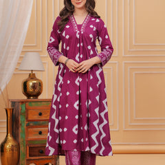 Purple Cotton Anarkali Kurta Set – Elegant & Comfortable Ethnic Wear