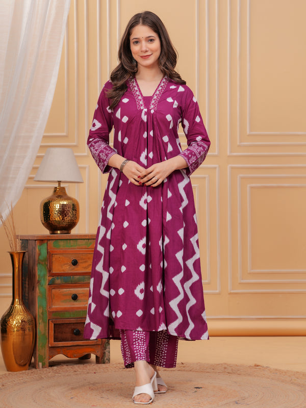 Purple Cotton Anarkali Kurta Set – Elegant & Comfortable Ethnic Wear