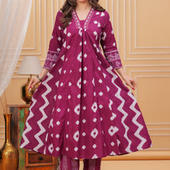 Purple Cotton Anarkali Kurta Set – Elegant & Comfortable Ethnic Wear