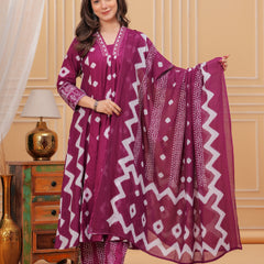 Purple Cotton Anarkali Kurta Set – Elegant & Comfortable Ethnic Wear