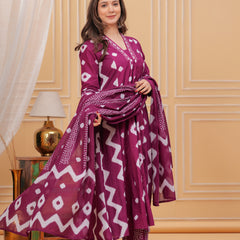 Purple Cotton Anarkali Kurta Set – Elegant & Comfortable Ethnic Wear
