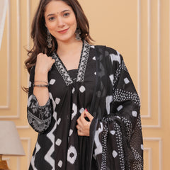 Black Cotton Anarkali Kurta Set – Elegant & Comfortable Ethnic Wear