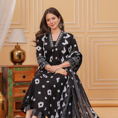 Black Cotton Anarkali Kurta Set – Elegant & Comfortable Ethnic Wear