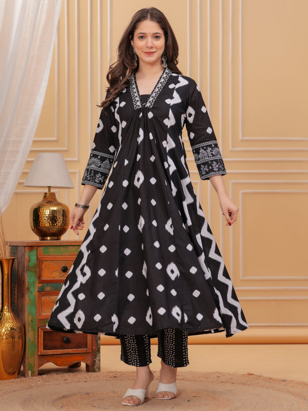 Black Cotton Anarkali Kurta Set – Elegant & Comfortable Ethnic Wear