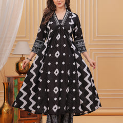 Black Cotton Anarkali Kurta Set – Elegant & Comfortable Ethnic Wear