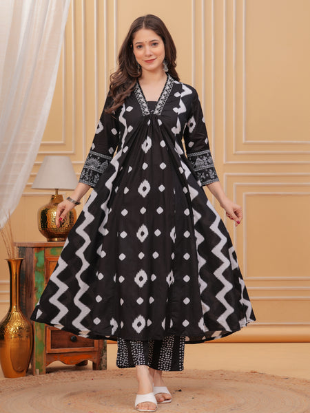 Black Cotton Anarkali Kurta Set – Elegant & Comfortable Ethnic Wear