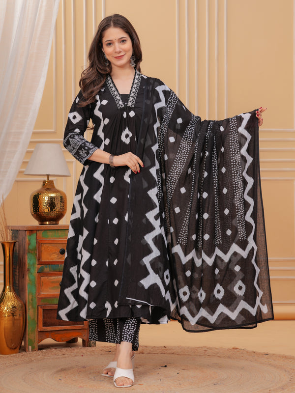 Black Cotton Anarkali Kurta Set – Elegant & Comfortable Ethnic Wear