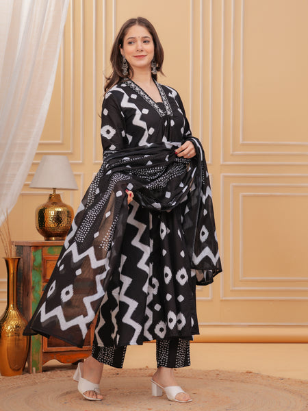 Black Cotton Anarkali Kurta Set – Elegant & Comfortable Ethnic Wear