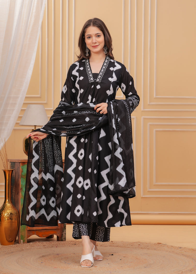 Black Cotton Anarkali Kurta Set – Elegant & Comfortable Ethnic Wear