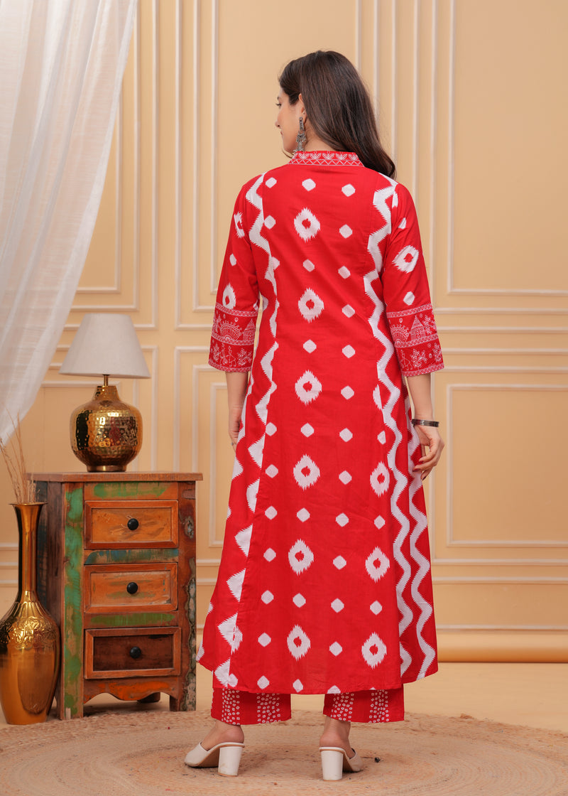 Red Cotton Anarkali Kurta Set – Elegant & Comfortable Ethnic Wear