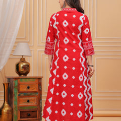 Red Cotton Anarkali Kurta Set – Elegant & Comfortable Ethnic Wear