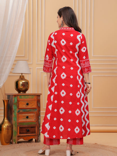 Red Cotton Anarkali Kurta Set – Elegant & Comfortable Ethnic Wear