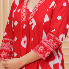 Red Cotton Anarkali Kurta Set – Elegant & Comfortable Ethnic Wear