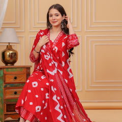 Red Cotton Anarkali Kurta Set – Elegant & Comfortable Ethnic Wear