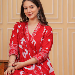 Red Cotton Anarkali Kurta Set – Elegant & Comfortable Ethnic Wear