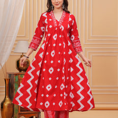 Red Cotton Anarkali Kurta Set – Elegant & Comfortable Ethnic Wear
