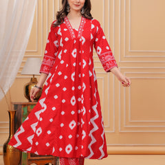 Red Cotton Anarkali Kurta Set – Elegant & Comfortable Ethnic Wear