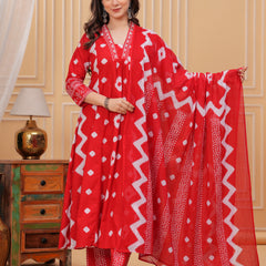 Red Cotton Anarkali Kurta Set – Elegant & Comfortable Ethnic Wear