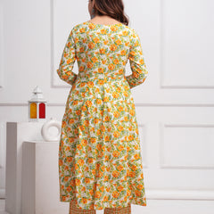 Yellow Cotton Anarkali Kurta Set – Elegant & Comfortable Ethnic Wear