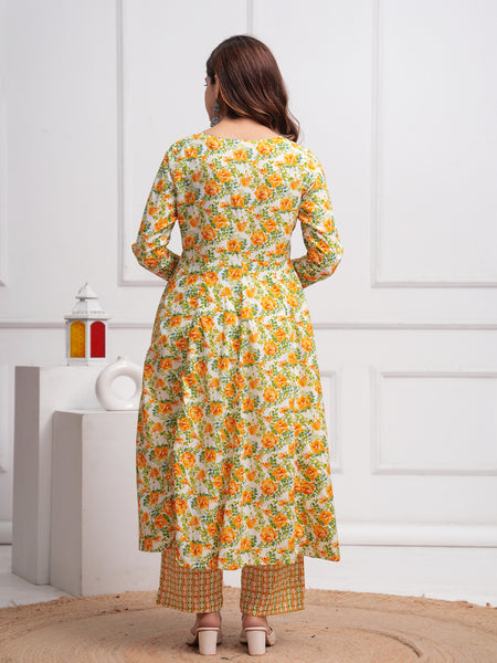 Yellow Cotton Anarkali Kurta Set – Elegant & Comfortable Ethnic Wear