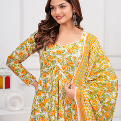 Yellow Cotton Anarkali Kurta Set – Elegant & Comfortable Ethnic Wear