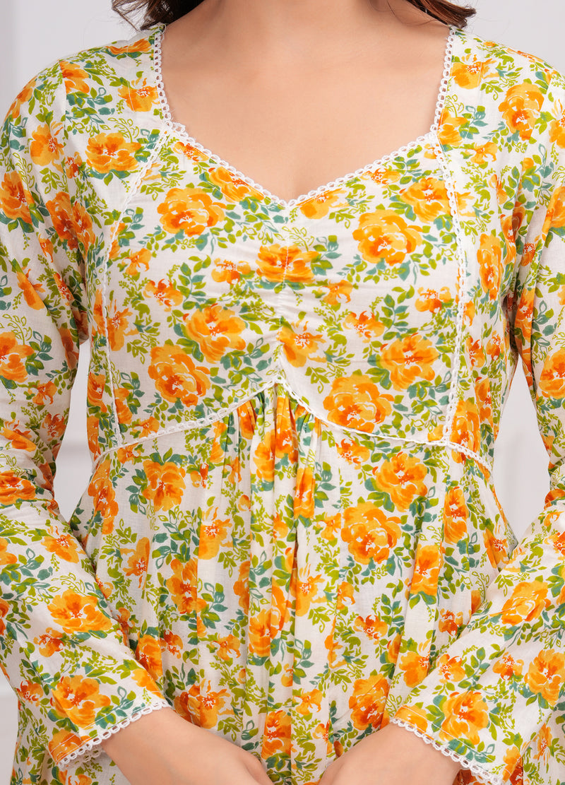 Yellow Cotton Anarkali Kurta Set – Elegant & Comfortable Ethnic Wear