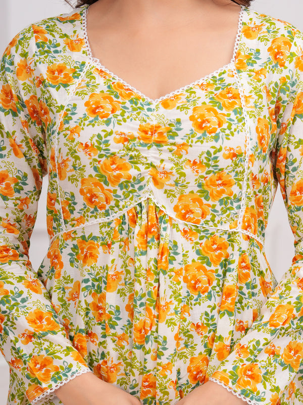 Yellow Cotton Anarkali Kurta Set – Elegant & Comfortable Ethnic Wear